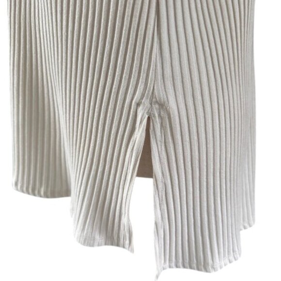 Eileen Fisher Womens Textured Stretch Rib Crew Neck Tunic Bone Long Sleeve M EUC - Picture 9 of 11